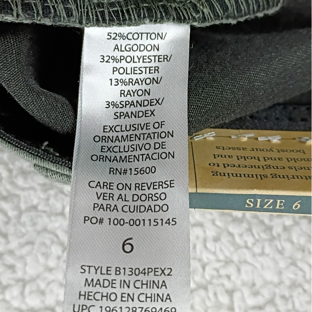 Democracy Ab Technology Ankle Pants Womens 6 Olive Green Slimming Stretch Skinny - Picture 7 of 13
